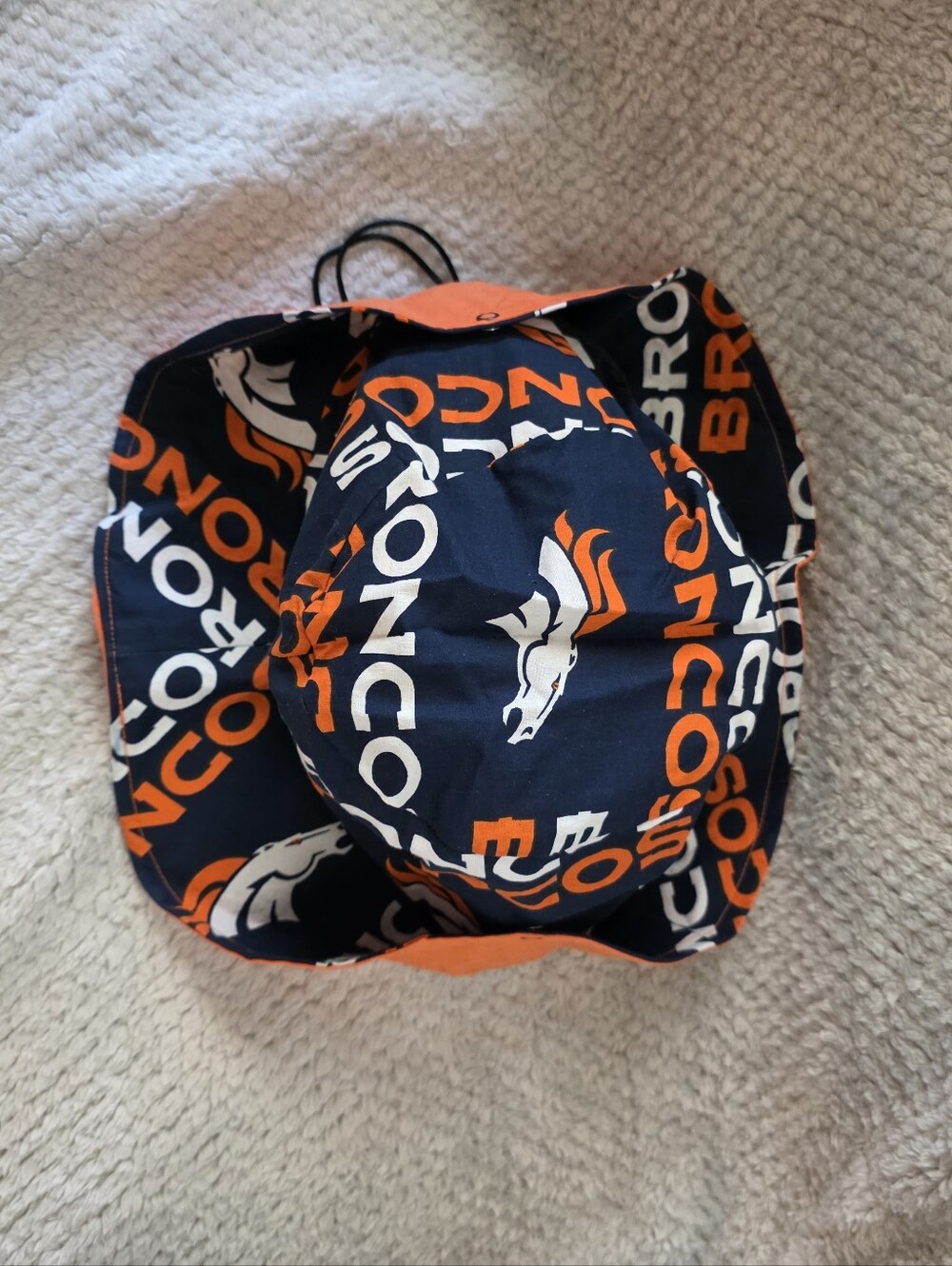 Denver Broncos Logo Bucket Hat - Navy & Orange, Floppy Style, Sides That Snap Up